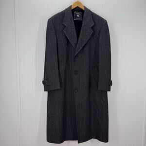 Vtg Hart Schaffner Marx Pure Wool Overcoat Men's 40R Gray Herringbone Coat USA